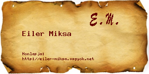 Eiler Miksa névjegykártya